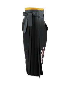 卒業式袴単品レンタル[刺繍]グレー×濃いグレーぼかしに花の刺繍[身長158-162cm]No.833